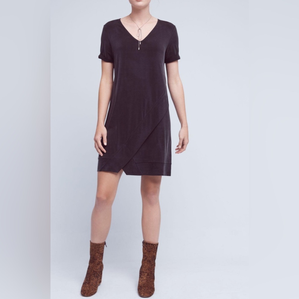 Anthropologie Dolan Left Coast Plunge Black Tunic Dress Size Medium